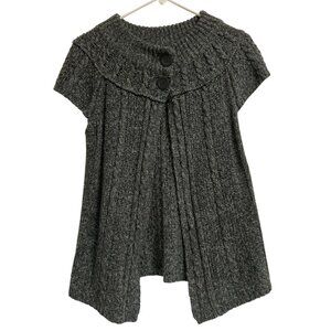 Women's SONOMA Cable Knit Short-Sleeve Cape Cardigan Sweater GRAY Medium